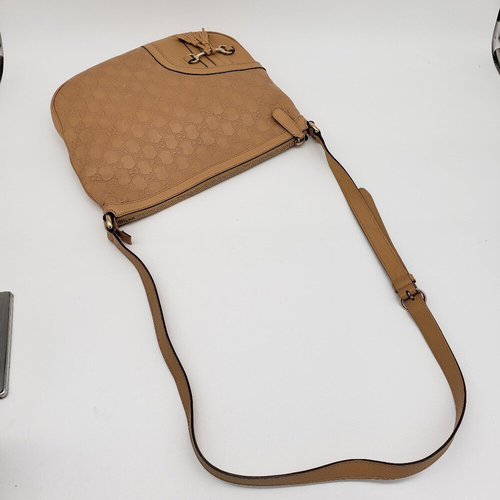 Authentic Gucci Guccissima Horsebit Shoulder Bag/Leather Crossbody - Picture 7 of 16